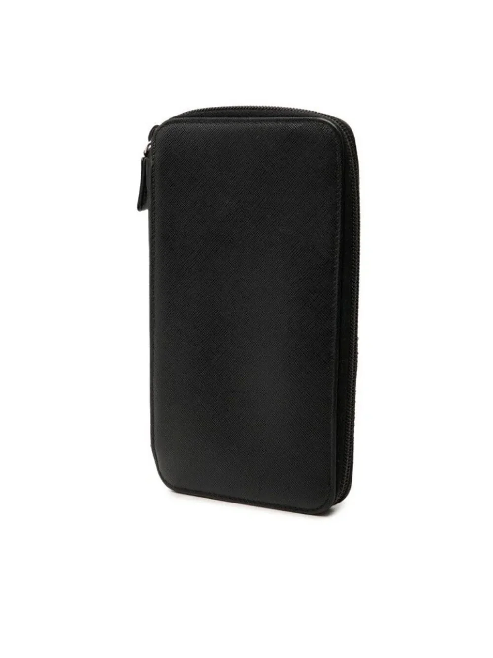 Prada Round Wallet Black Saffiano Leather